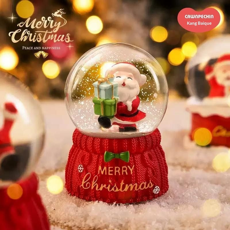 Christmas Crystal Ball Music Box Light Music Automatic Snow Decoration