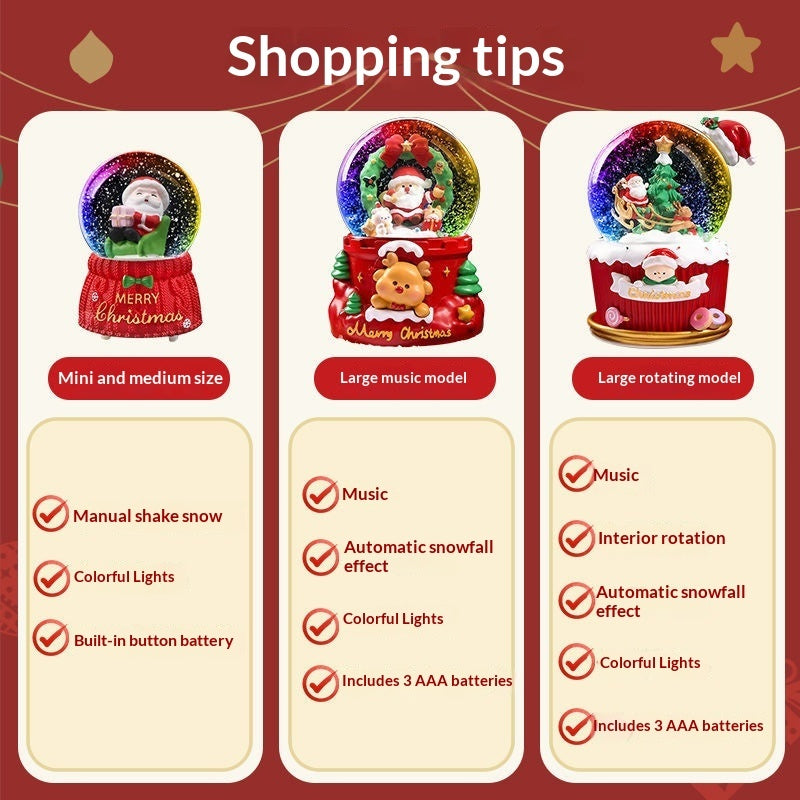 Christmas Crystal Ball Music Box Light Music Automatic Snow Decoration