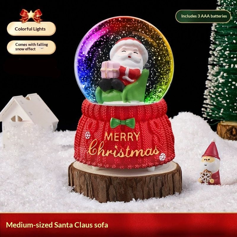 Christmas Crystal Ball Music Box Light Music Automatic Snow Decoration