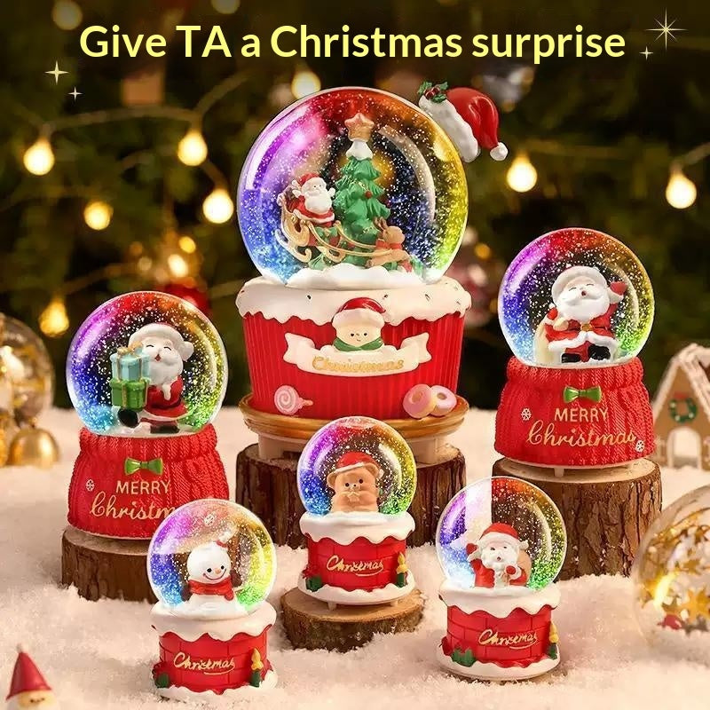 Christmas Crystal Ball Music Box Light Music Automatic Snow Decoration